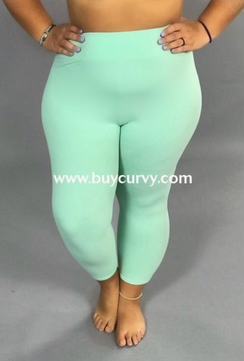 SALE!! LEG-3 {Simplifying Life} Mint Buttersoft Capri Leggings EXTENDED PLUS SIZE 3X/5X