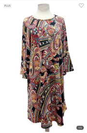 SALE!! 85 PQ {Obvious Choice} Red/Black Paisley Print Dress EXTENDED PLUS SIZE 3X 4X 5X