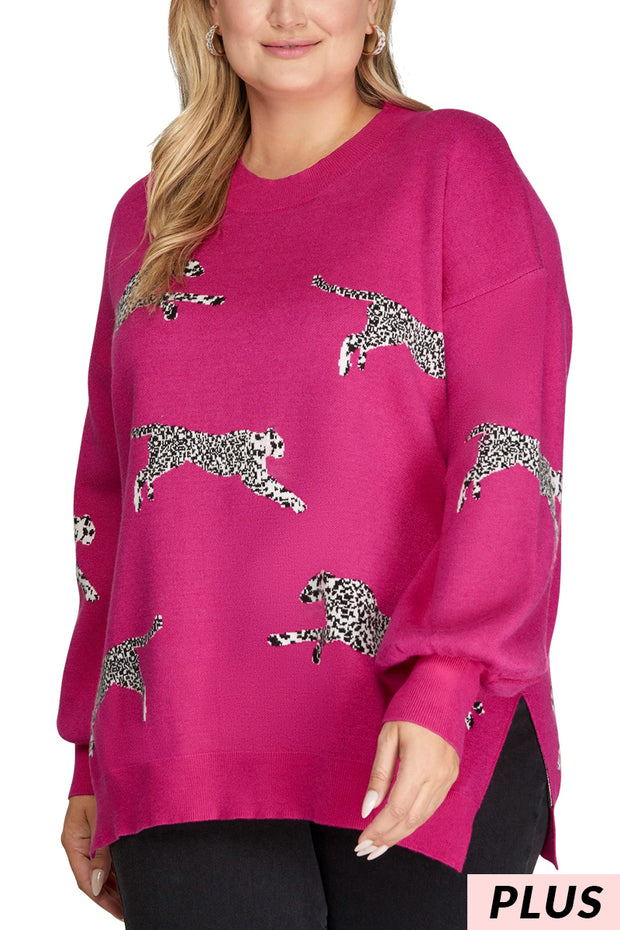 SALE!! 29 SD {Cheetah Love} Hot Pink Cheetah Sweater PLUS SIZE XL 1X 2X