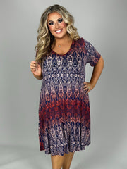 SALE!! 17 PSS-M {Hometown Memories} Navy/Multi-Color Print Dress PLUS SIZE 1X 2X 3X