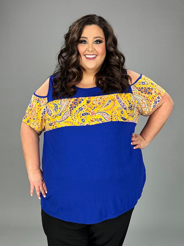 85 OS-F {Prove Your Point} Royal Blue Paisley Print Tunic CURVY BRAND!!!  EXTENDED PLUS SIZE 4X 5X 6X