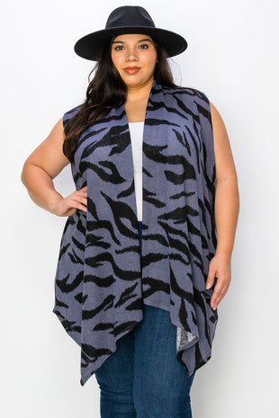 21 OT [Caught Up in You} Cobalt Animal Print Vest EXTENDED PLUS SIZE 3X 4X 5X