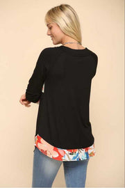 SALE!! 27 CP {Floral Surprise} Black w/Floral Contrast Top PLUS SIZE XL 2X 3X