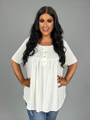 SALE!!  11 SSS-A {Right On Time} Ivory Short Sleeve Top PLUS SIZE 1X 2X 3X