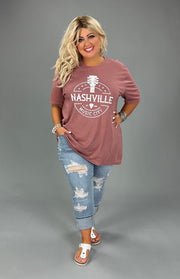 SALE!! 64 GT-E {Nashville Music City} Heather Mauve Graphic Tee PLUS SIZE 2X 3X