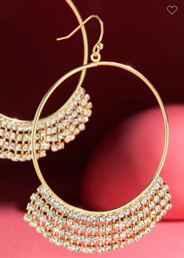 SALE!! EARRINGS {First Class Hoop} Gold Rhinstone Earrings