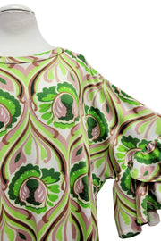 21 PSS {Trendy Effect} Lime Green Print Top EXTENDED PLUS SIZE 4X 5X 6X (Size Up 1 Size)