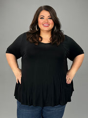 32 SSS-W {Keep It Comfy} Black V-Neck Top EXTENDED PLUS SIZE 3X 4X 5X