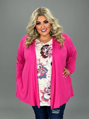 79 OT-A {All For You} FUCHSIA Long Sleeve Cardigan PLUS SIZE 1X 2X 3X 4X 5X 6X