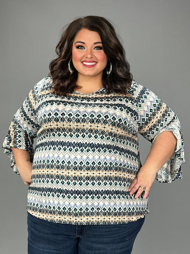 SALE!! 88 PQ {Meant To Appeal} Ivory/Multi-Color Print Top EXTENDED PLUS SIZE 4X 5X 6X