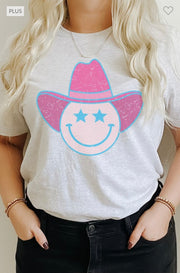 SALE!! 31 GT-C {Cowboy Smiley} Ash Grey Graphic Tee PLUS SIZE 3X