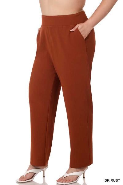 LEG-59 {Setting The Standard} Rust Wide Waistband Pants PLUS SIZE 1X 2X 3X