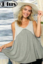 SALE!! 98 SV-B {All For Fun} Heather Grey Stripe Print Top