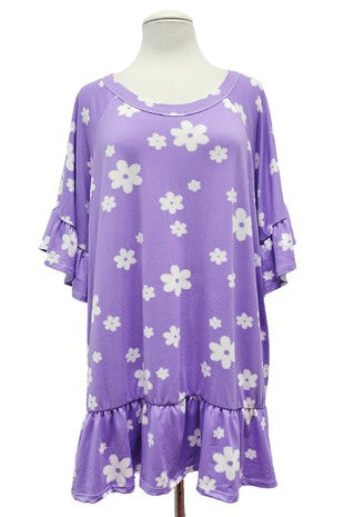 67 PSS {Daisy Foundation}  Purple Daisy Print Top EXTENDED PLUS SIZE 4X 5X 6X