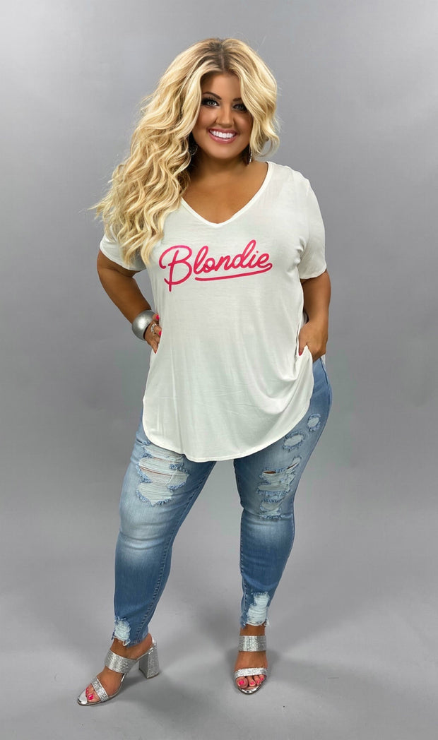 SALE!! GT-H {Playful Personality} Ivory V-Neck "Blondie" Tee