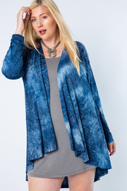 37 OT {See Me Clearly} VOCAL Navy Tie Dye Cardigan w/Studs PLUS SIZE XL 2X 3X