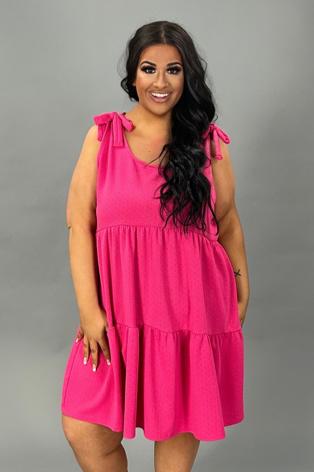 74 SV-B {Finally Fantastic} Fuchsia Tiered w Tie Detail PLUS SIZE 1X 2X 3X