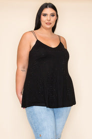 27 SV {Perfectly Flirty} VOCAL Studded Black V-Neck Top PLUS SIZE 1X 2X 3X