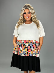 SALE!! 17 CP-A {From Here To Daisy} Ivory/Black Daisy Print Dress CURVY BRAND!!!  EXTENDED PLUS SIZE 4X 5X 6X