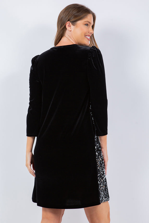 17 SD {Ready For The Party} Black Velvet Sequin Dress PLUS SIZE 1X 2X 3X