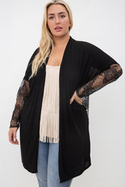 58 OT {Pretty Epiphany} VOCAL Black Cardigan w/ Lace Sleeves & Back PLUS SIZE XL 2X 3X