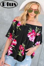 SALE!! 35 PSS {Eyes Are On Me} Black Floral Flutter Sleeve Top PLUS SIZE XL 2X 3X