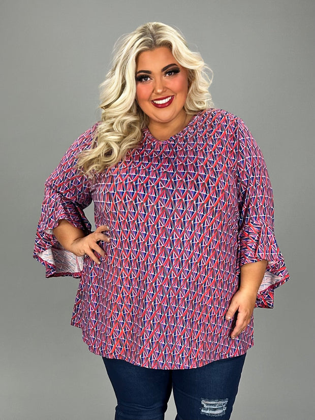 91 PQ {Promising Smile} Magenta Diamond Print Top EXTENDED PLUS SIZE 4X 5X 6X