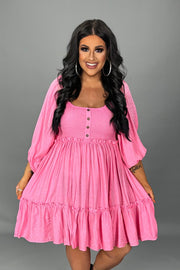 SALE!! 46 SQ-A {Into Bliss} Umgee Pink Smocked Dress PLUS SIZE XL 1X 2X