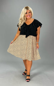 SALE!! 91 CP {Pause And Reflect} Black Dalmation Print Ruffle Dress PLUS SIZE XL 2X 3X