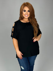 SALE!! 19 OS {Always The One} Black Ladder Sleeve Top PLUS SIZE 1X 2X 3X