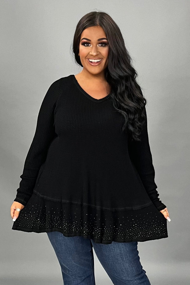 26 SD {Time To Hustle} VOCAL Black Waffle Knit w/Small Studs PLUS SIZE XL 2X 3X