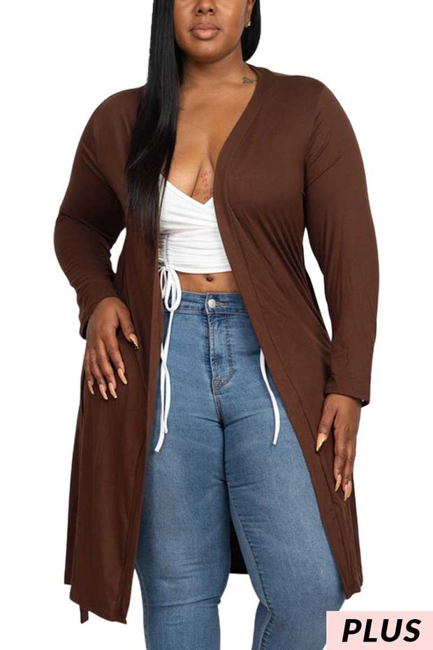 91 OT {Well Aware} Brown Front Tie Cardigan PLUS SIZE 1X 2X 3X