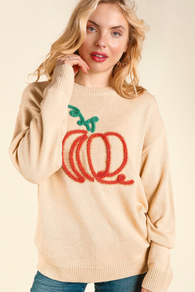 20 GT {Pumpkin Swirl} Bone Sweater w/Pumpkin PLUS SIZE 1X 2X 3X