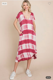 SALE!! LD-Z {Secret Place} Mauve  Bamboo Tie-Dye Dress PLUS SIZE 1X 2X 3X