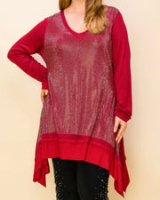 52 SD {Swing With Me} VOCAL Burgundy Rhinestone Top PLUS SIZE XL 2X 3X