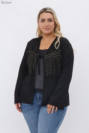 47 OT {Let Me See} VOCAL Black Studded Fringe Jacket PLUS SIZE XL 2X 3X