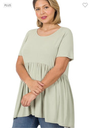 SALE!! 43 SSS {Feeling The Love} Light Sage Babydoll Top PLUS SIZE 1X 2X 3X