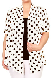 25 OT {Dots On Call} White/Black Polka Dot Cardigan PLUS SIZE XL 2X 3X