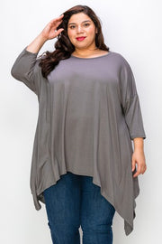 26 SQ {Change Your Mind} Grey Asymmetrical Top EXTENDED PLUS SIZE 3X 4X 5X