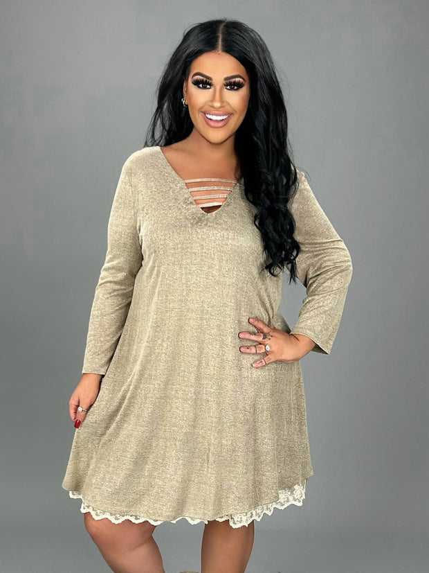 SALE!! SQ-M {All Shook Up} UMGEE Taupe Built-In Lace Slip