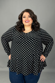 SALE!! 26 PLS {Playing For Keeps} Black Polka Dot V-Neck Top EXTENDED PLUS SIZE 3X 4X 5X