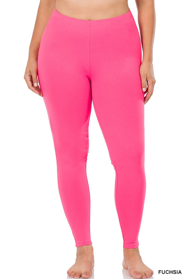 LEG-U {Against All Odds} Fuchsia Full Length Leggings PLUS SIZE 1X 2X 3X