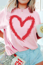 25 GT {Heartbeat Tempo} Pink/Red Heart Graphic Tee PLUS SIZE 1X 2X 3X