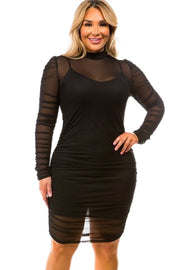 SALE!! 14 SLS {Love At Last} Black Ruched Body Con Dress PLUS SIZE L XL 2X 3X