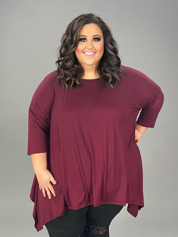 25 SQ {Change Your Mind} Wine Asymmetrical Top EXTENDED PLUS SIZE 3X 4X 5X