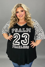 49 GT {Psalm 23} Black Leopard Graphic Tee CURVY BRAND!!! PLUS SIZE XL 2X 3X 4 (May Size Down 1 Size)