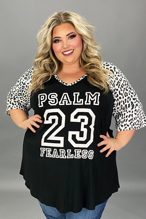 49  GT {Psalm 23} Black Leopard Graphic Tee CURVY BRAND!!! PLUS SIZE XL 2X 3X 4 (May Size Down 1 Size)