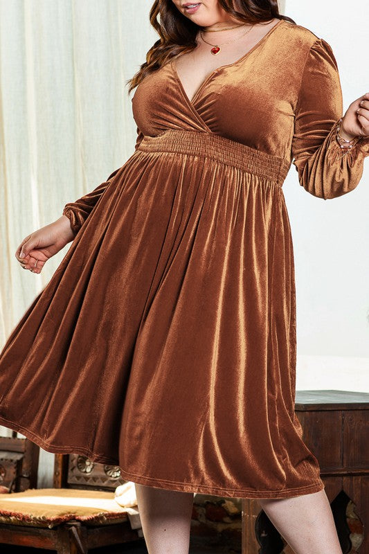 SALE! 14 SLS {Don't Be Jealous} Rust V-Neck Elastic Waist Dress  PLUS SIZE 3X