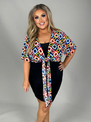 SALE!! 34 SET {Colorful Diamond}  Black 2PC Set Dress PLUS SIZE 1X 2X 3X