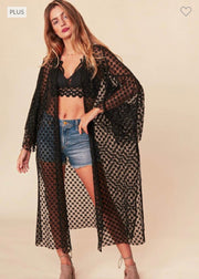 SALE!! LD-O {Drawn To Lace} Black Lace Duster PLUS SIZE XL 2X 3X